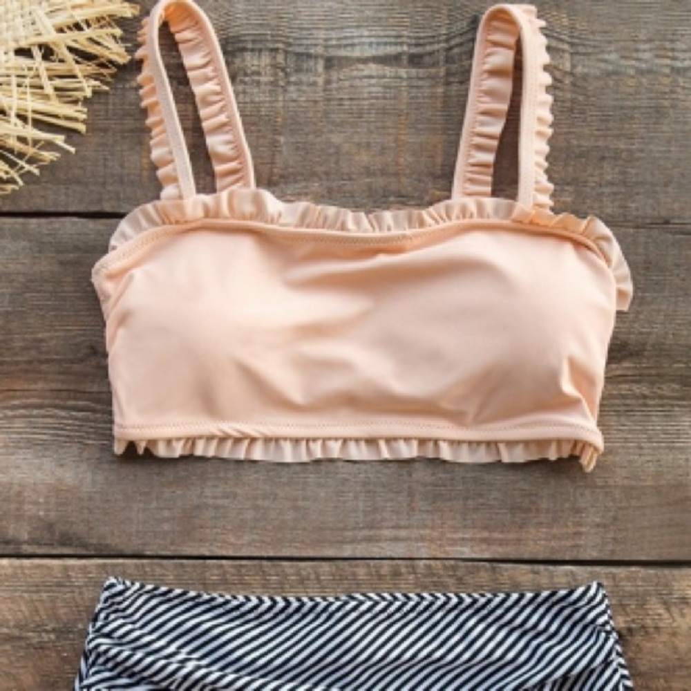 Bandeau Bikini with High Waisted Bottoms